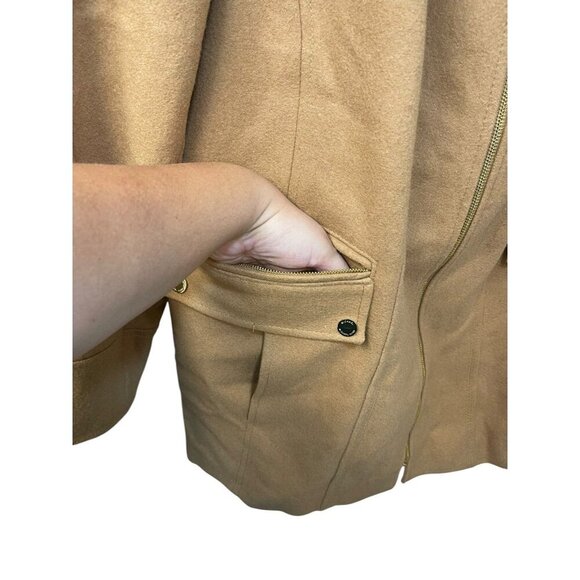 Michael Kors Women's Walker Coat Wool Zipper Camel Plus Size 1X - Picture 7 of 12